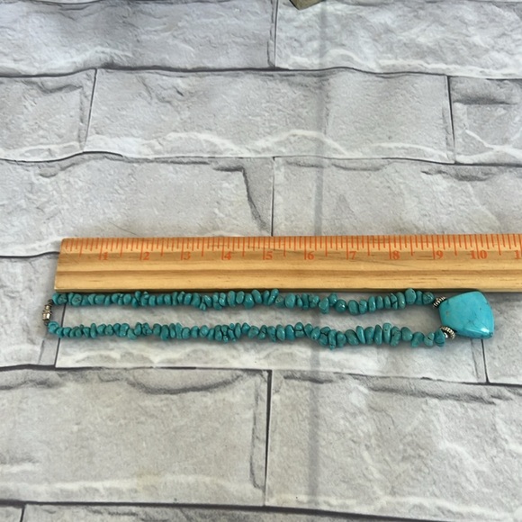 Faux turquoise stone vintage necklace barrel clasp closure 18” - Picture 7 of 10
